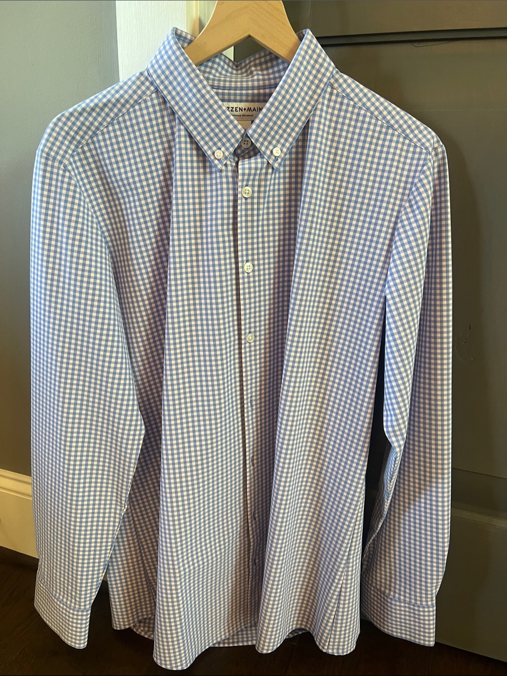 Mizzen+Main Light Blue Gingham Button-Down Dress Shirt